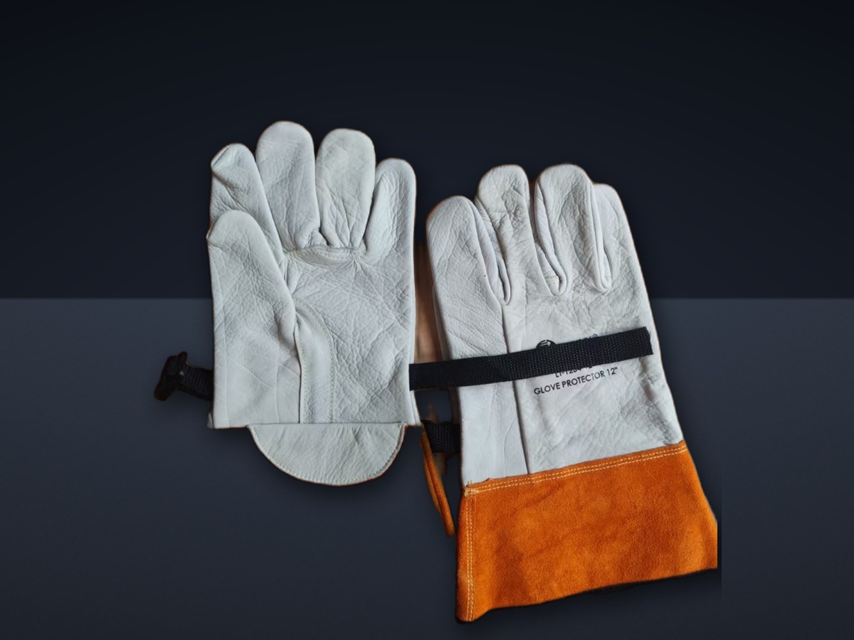 EVStrong Leather Protector Gloves with Safety Orange Cuff